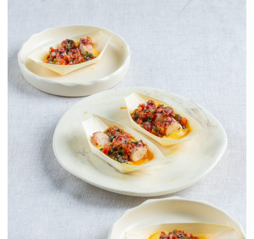 Bateau de Poulpe et purée Safrané